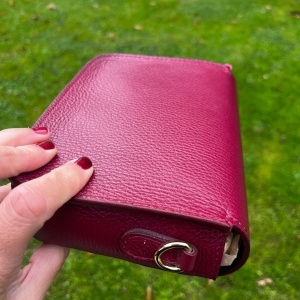 Leather Gold Tone Bag - Burgundy